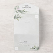 Sage Green Lila Eucalyptus Botanical Wedding All In One Uitnodiging (Buitenkant)