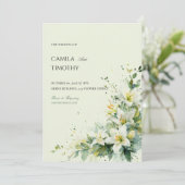 Sage Green Lily of the Valley Floral Wedding Kaart (Staand voorkant)