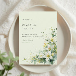 Sage Green Lily of the Valley Floral Wedding Kaart