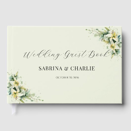 Sage Green Lily Valley Elegant Floral Gastenboek (Voorkant)