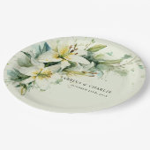 Sage Green Lily Valley Elegant Floral Wedding Papieren Bordje (Gekanteld)