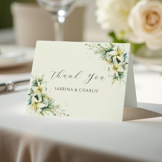 Sage Green Lily Valley Sophisticated Floral Bedankkaart