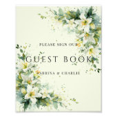 Sage Green Lily Valley Wedding Guest Book Sign Foto Afdruk (Voorkant)