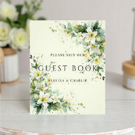 Sage Green Lily Valley Wedding Guest Book Sign Foto Afdruk