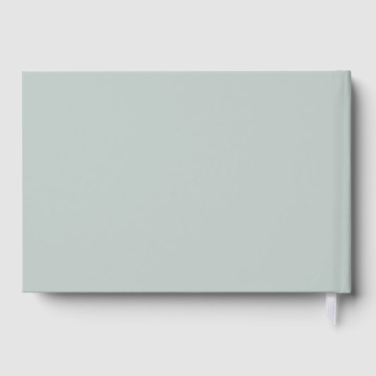 Sage Green Line Art Leaf Monogram Huwelijk Folie Gastenboek (Achterkant)