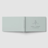 Sage Green Line Art Leaf Monogram Huwelijk Folie Gastenboek (Volledig)