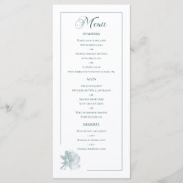 Sage Green Line Art Rose Dinner Details Wedding Menu