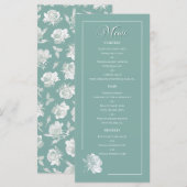 Sage Green Line Art Rose Dinner Dishes Wedding Menu (Voorkant / Achterkant)