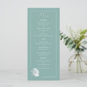 Sage Green Line Art Rose Dinner Dishes Wedding Menu (Staand voorkant)