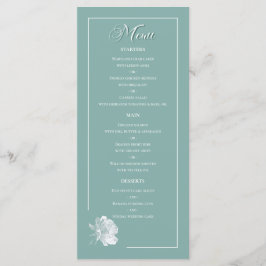 Sage Green Line Art Rose Dinner Dishes Wedding Menu
