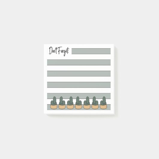 Sage Green | Lined | Potted Cactus - Post-it® Notes (Voorkant)