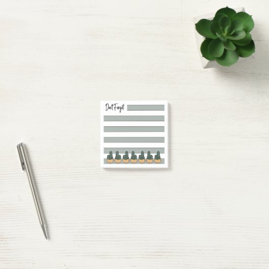 Sage Green | Lined | Potted Cactus - Post-it® Notes (Kantoor)