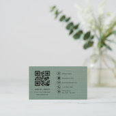 Sage Green Linen Company Logo QR Code  Visitekaartje (Staand voorkant)