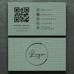 Sage Green Linen Company Logo QR-code  Visitekaartje
