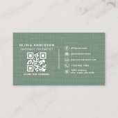 Sage Green Linen Massage Therapist QR Code  Visitekaartje (Achterkant)