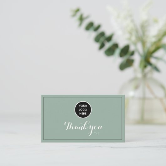 Sage Green Logo Bedankt Business Reward Punch Klantenkaartje (Staand voorkant)