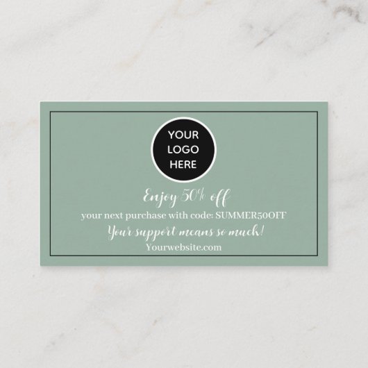 Sage Green Logo Bedankt Business Reward Punch Klantenkaartje (Achterkant)
