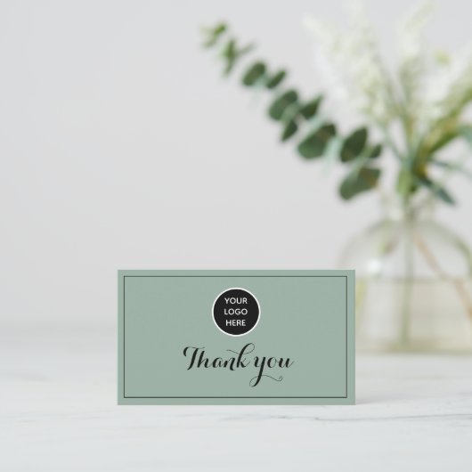 Sage Green Logo Bedankt Business Reward Punch Klantenkaartje (Staand voorkant)