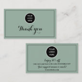 Sage Green Logo Bedankt Business Reward Punch Klantenkaartje (Voorkant / Achterkant)