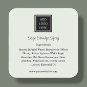 Sage Green | Logo Ingrediënten Productlabels Vierkante Sticker