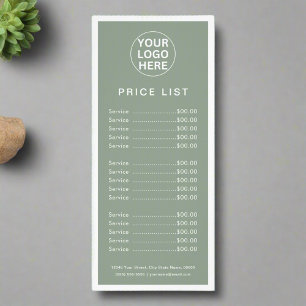 Sage Green Logo L Professionele prijslijst Dienste Reclamekaart