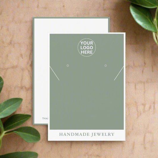 Sage Green Logo oorbellen Ketting sieraden Contactkaartje