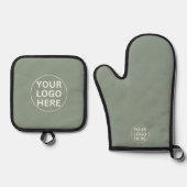 Sage Green Logo Professioneel merk Ovenwant & Pannenlap Set (Voorkant)