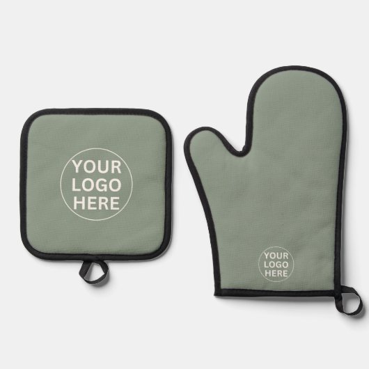 Sage Green Logo Professioneel merk Ovenwant & Pannenlap Set (Voorkant)