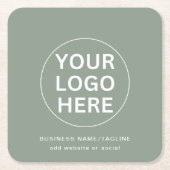 Sage Green Logo Professioneel Merkbedrijf Kartonnen Onderzetters (Voorkant)