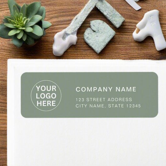 Sage Green Logo Professioneel retouradres Etiket