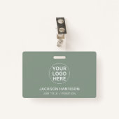 Sage Green Logo Professioneel Zakelijk Bedrijf Badge (Voorkant met clip)