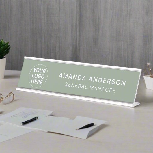 Sage Green Logo Professionele Zakelijke Kantoor Bureau Naambordje