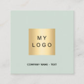 Sage green logo QR code social media Vierkante Visitekaartje (Voorkant)