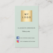 Sage green logo Qr code social media Visitekaartje (Voorkant)