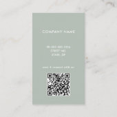 Sage Green Logo Scannable QR Code Visitekaartje (Achterkant)
