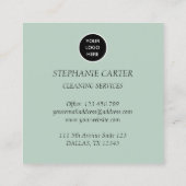 Sage Green Logo Schoonmaak Diensten Commercieel Vierkante Visitekaartje (Achterkant)