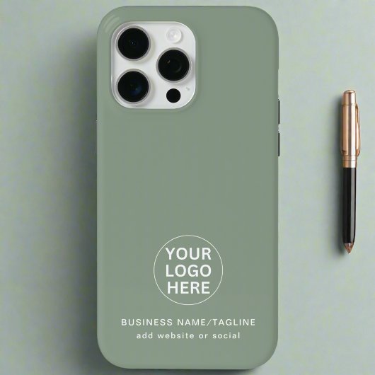 Sage Green Logo & Tekst l Professioneel Bedrijf Case-Mate iPhone Case