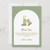 Sage Green Lokaal Gegroeide Bloemenlaarzen Baby sh Bedankkaart (Voorkant)