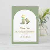 Sage Green Lokaal Gegroeide Bloemenlaarzen Baby sh Bedankkaart (Staand voorkant)