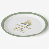 Sage Green Lokaal Gegroeide Bloemenlaarzen Baby sh Papieren Bordje (Gekanteld)