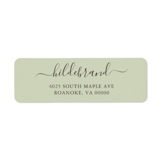 Sage Green Loose Script Etiket (Voorkant)