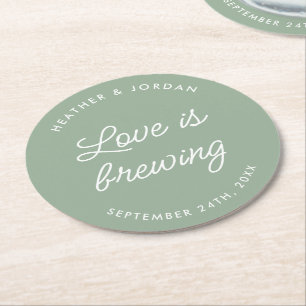 Sage Green Love is Brouwerij Weddenschap Ronde Kartonnen Onderzetter