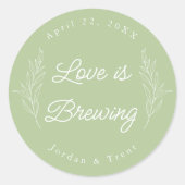 Sage Green Love is het brouwen van koffie Favor St Ronde Sticker (Voorkant)