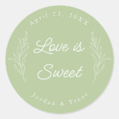 Sage Green Love is Sweet Favor Sticker (Voorkant)