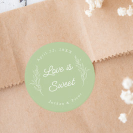 Sage Green Love is Sweet Favor Sticker