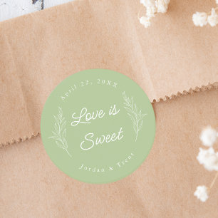 Sage Green Love is Sweet Favor Sticker