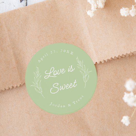 Sage Green Love is Sweet Favor Sticker