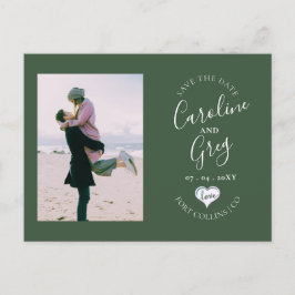Sage Green Love Typografie Foto Save the Date Aankondigingskaart