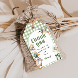 Sage Green Lucky Duck Ballon Verjaardag Gift Label Cadeaulabel