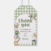 Sage Green Lucky Duck Ballon Verjaardag Gift Label Cadeaulabel (Voorkant)